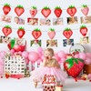 Strawberry Berry1st Birthday Photo Banner,Cupcake toppers,Hanging Swirls for Newborn to