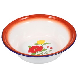 Alipis Washing Up Bowl Enamel Bowl Flower Pattern Mixing Bowl for Food Containers