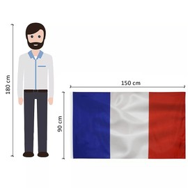 French Flag Large 90 x 150 cm with 2 Metal Eyelets High Quality France Flag for Balcony Events and External Flag - France Flag