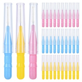 Interdental Brushes Set,30 PCS Braces Brush,Dental Brushes,Mini Toothbrush Dental Tooth Flossing,Floss Brushes,Tooth Cleaning Tool for Cleaning Gaps Between Teeth(3 Colors, 3 Sizes)