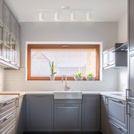 Globe Electric Pratt 4-Light Track Lighting, Matte White, Bulb Not Included