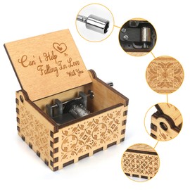 Wood Music Box Can't Help Tune Antique Hand Crank Mini Musical Boxes Birthday/Valentine's Day/Anniversary Present Wife Girlfriend Boyfriend Kids Husband
