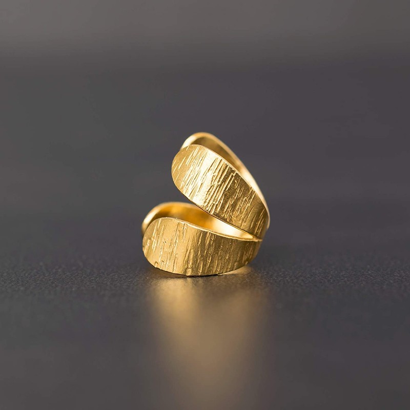 Gold Sterling Silver Ear Cuff Earring, Greek Ear Cuff for