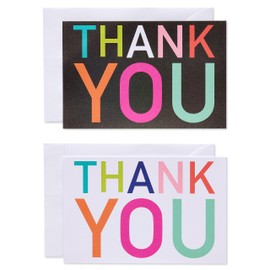 American Greetings Thank You Cards with Envelopes, Multicolored Lettering (48-Count)