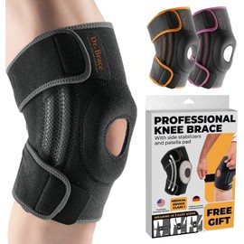 DR. BRACE ELITE Knee Brace with Side Stabilizers & Patella Gel Pads for Maximum Knee Pain Support and fast recovery for men and women-Please Check How To Size Video (X-Large, Mercury)