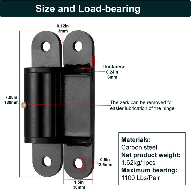 Heavy Duty Gate Hinges ，7in Can Be Bolted or Welded