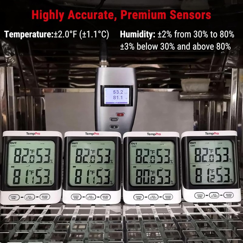 TempPro Indoor Outdoor Thermometer Wireless, 500 ft Outside Thermometer with