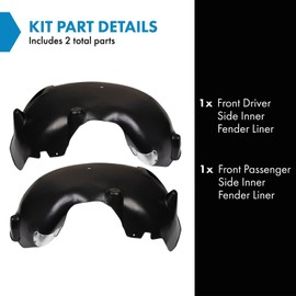 TRQ TRQ Front Inner Fender Liner Set Compatible with 2004-2006 Dodge Durango CH1250123 CH1251123