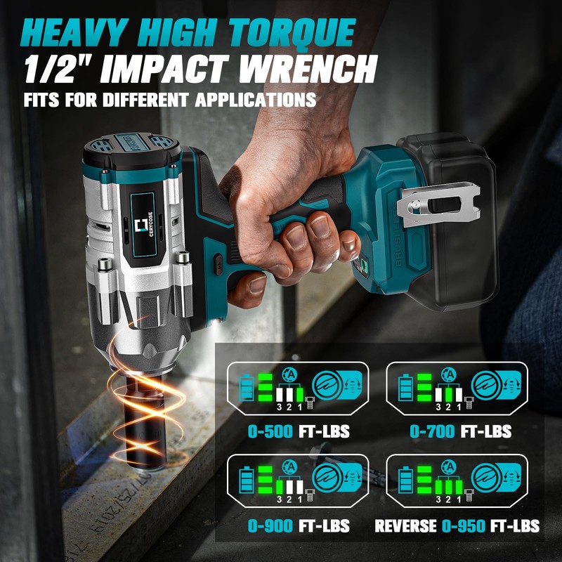 Cordless Impact Wrench 1/2 inch for Makita Battery, 900FT-LBS (1200N.m)
