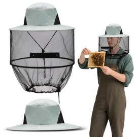 UICCVOKK Mückenhut, Moskitonetz, graues Moskitonetz mit Hut, tragbares Gesichtsnetz für Outdoor-Wandern, Camping, Klettern, Angeln und Gartenarbeit, grau, Einheitsgröße