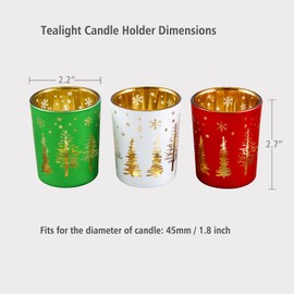 OYATON Tealight Candle Holders for Christmas, Assorted Color Glass Votive Candle Holders Set for Home Party Table Decor Wedding Centerpieces, 6 Packs (Exclude Candle)