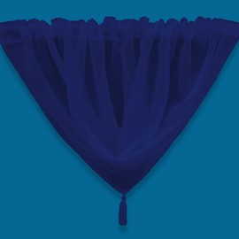 Plain Tasseled Voile Swags Net Curtains Voile Swag Valance Pelmet (Navy)