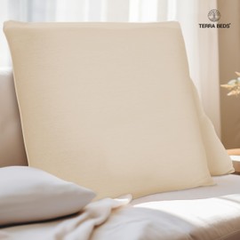 Terra Beds Pillowcase 80 x 80 cm Cotton Jersey 160 g/m² - Pillowcase 80 x 80 cm Set of 2 with Zip, Stretchy Knitted Fabric, Breathable - (Beige)