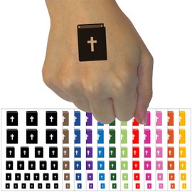 Bible Christian Cross Icon Temporary Tattoo Water Resistant Fake Body Art Set Collection - Light Pink (One Sheet)