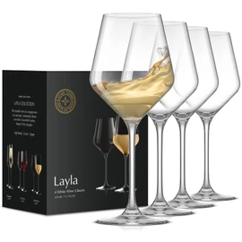 JoyJolt Layla White Wine Glasses, Set of 4 Italian Glasses, 13.5 oz Clear – Made in Europe