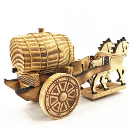 Fayemint Historical Postcoach Wooden Model Kit, Mechanical Model Kit, Old Chinese Double Car Design Wooden Embellishments for Indoor Collection, Decoration, Gift