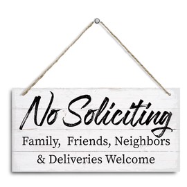 Porch Decor, No Soliciting Door Sign, Family Friends Neighbors & Deliveries Welcome Sign for Door, Decorative Hanging Wall Plaque Wood Sign, Farmhouse Home Decor, Welcome Sign for Front Door Decor