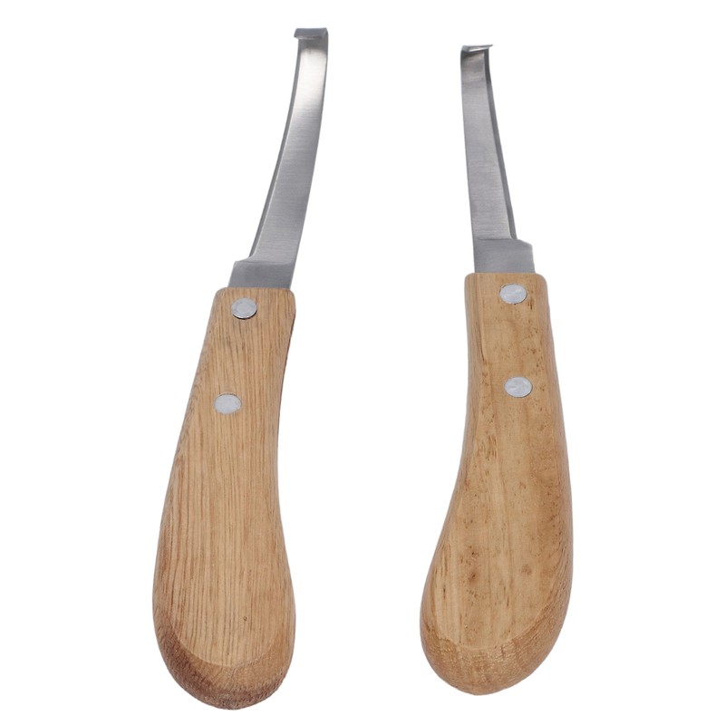 4pcs Hoof Knife Carbon Steel Wooden Handle Left and Right