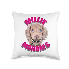 Smok'n'beaver Millie Mondays #1 Without URL Throw Pillow, 16x16, Multicolor