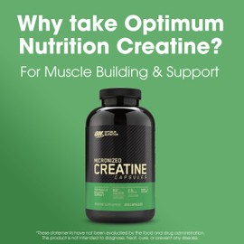 Optimum Nutrition Optimum Nutrition Micronized Creatine Monohydrate Capsules, Keto Friendly, 2500mg, 200 Capsules (Packaging May Vary)