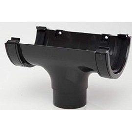 POLYPIPE RR105 Black Running Outlet for 112mm Half Round guttering System 68mm Outlet Downpipe