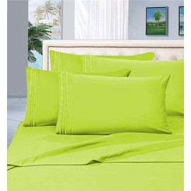 Elegant Comfort 2-Piece 1500 Thread Count Egyptian Quality Ultra Soft Wrinkle, Fade, Stain Resistant Pillowcases, King Size, Lime-Neon Green