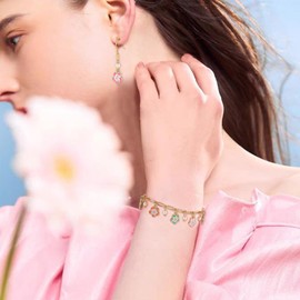 Sparkeads 108 Pcs Assorted Flower Charms Alloy Enamel Flower Pendants Inflorescence Floral Charms Mixed Color Cherry Blossom Dangle for Jewelry Making Earrings Necklace DIY Keychain Handcraft Supplies