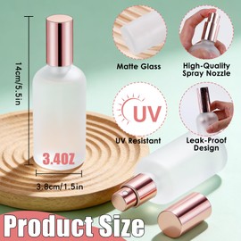 Dyrfolm 30 Pcs Glass Spray Bottle, 3.4 oz/100 ml Perfume Empty Bottles,Frosted Glass Spray Bottles, Clear Bottle with Rose Gold Fine Mist Sprayer,Refillable Container for Perfume Travel(Rose Gold)