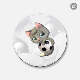 Unbranded Funny Cat Soccer Ball Animal | 4'' X 4'' Round Decorative Magnet