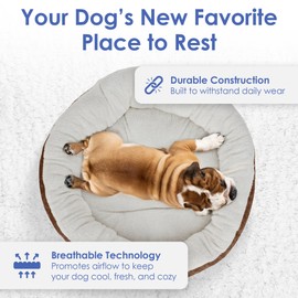 AMERICAN KENNEL CLUB 31" Mason Fabric Round Pet Bed - Stylish Washable Dog Bed with Non-Slip Bottom, Plush Sleeping Surface - for Cats, Large Breeds