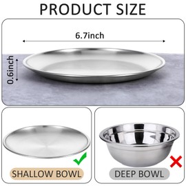 12 PCS Stainless Steel Whisker Friendly Cat Bowl Shallow Cat Food Dish 6.7 Inch Cat Wet Feeding Bowls Flat Cat Dish Small Pet Plate (Silver)