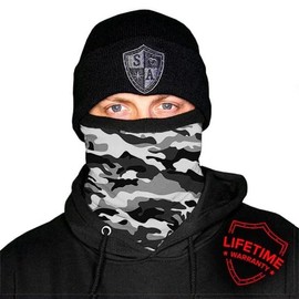 S A Company UV Protection Face Shield | Single UV 30+ Multipurpose Neck Gaiter for Adults, Fleece | Snow Military Camo, One Size