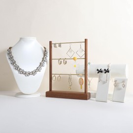 GemeShou Walnut earrings display stand for selling, wooden jewelry earring organizer shelf, wood earring storage organizer rack for boutique store【Earring shelf-Medium】