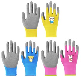 3 Pairs of Children's Gardening Gloves, Children's Protective Gloves, Children's Work Gloves, Children Aged 5-9 Years, Security Gloves for Daily Housework, Outdoor Activities