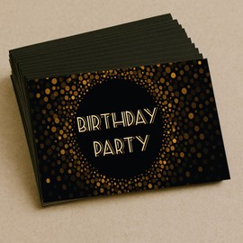 20 Black and Gold Birthday Invitations Cards – Premium 300gsm Double-Sided Party Invitations for Kids & Adults – 9x15cm Elegant Design for Celebrations and Events