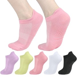 srclo 5 Pairs Pilates Yoga Socks, Women Non Slip Grip Sock for Hospital, Dance, Fitness, Ballet, Home Workout, Size UK 4-7