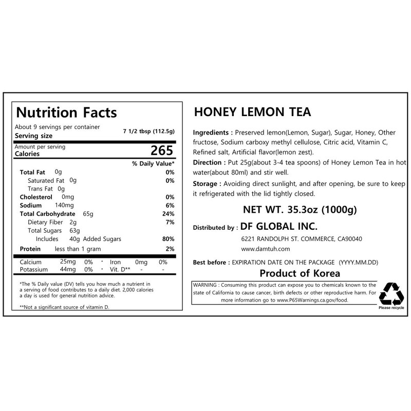 Damtuh Korean Honey Lemon Tea 2.2 lb (35.3 fl oz)