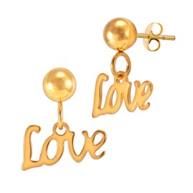 555Jewelry Stainless Steel Love Script Dangle Stud Earrings for Girls & Women, Metal