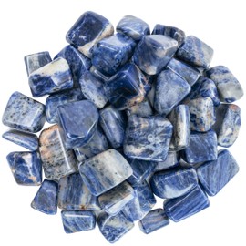 Sodalite Tumbled Stones and Crystals Bulk Rocks 1,000+ Carats Natural Polished Irregular Gemstones and Crystals for Wicca, Vase Filler, Jewelry Making, Decoration, Polishing, Rock Collection