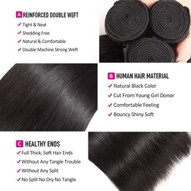 Giginger Bundles Human Hair 10 12 14 Inch Human Hair Bundles Natural Black Unprocessed Quick Weave Soft Sewn In Hair Extensions for Black Women