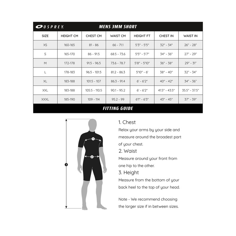 Osprey Men's Shorty 3 mm Summer Wetsuit, Adult Short Sleeve