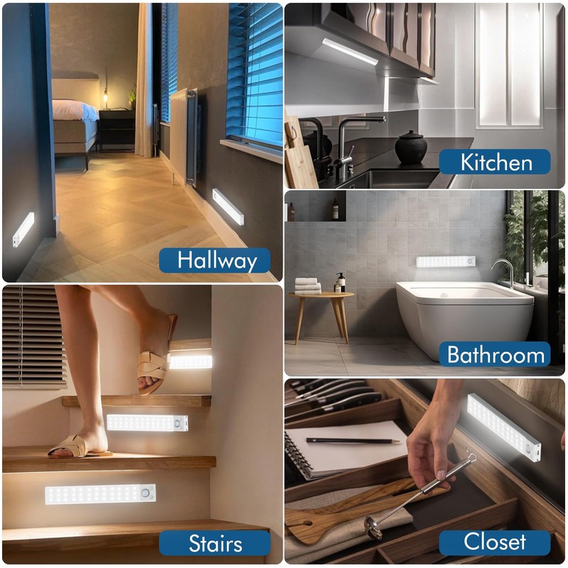 Under Cabinet Lighting 4 Pack,Under Cabinet Lights Wireless,Motion Sensor Light