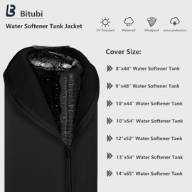 Bitubi Water Softener Neoprene Sweat Jacket, Outdoor Water Softener and Filter Tank Cover to Prevent Sweating, Water Softener Insulated Cover (14x65, Black)