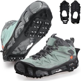 Ice Cleats Snow Traction Cleats Ice Grippers Winter Shoes Grippers 24 Studs Snow Cleats Crampon for Walking on Snow and Ice Cleats Non-Slip Overshoe Rubber Anti Slip Crampons Slip-on Stretch Footwear
