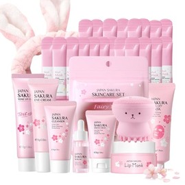 Evolvique Set De Cuidado Facial Sakura De Japón Para Adolescentes - Cuidado De La Piel Para Adolescentes De 10 A 12 Años - Cuidado De La Piel Para Niñas De 10 A 12 Años - Set De Regalo De Cuidado Faci