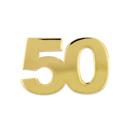 PinMart Number Fifty 50 Anniversary 50th Birthday Shiny Gold Lapel Pin