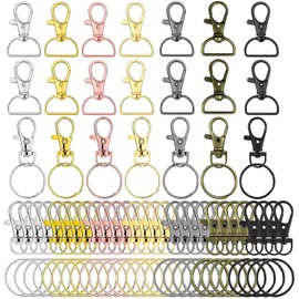 84 Key Ring Carabiner Small Twist Clasps Key Rings Set Carabiner Hook with D-Ring for Crafts for Keys, Lanyards Jewellery (7 Colours)