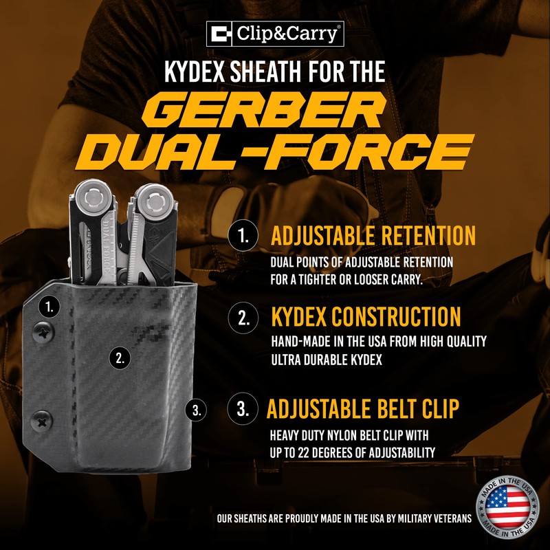 Clip & Carry Kydex Multitool Sheath for the Gerber Dual-Force