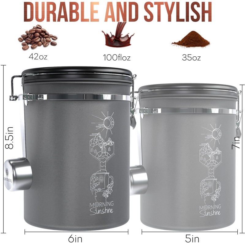 CafetastiQ Coffee Canister - New 2024 Extra Large 38OZ Beans/