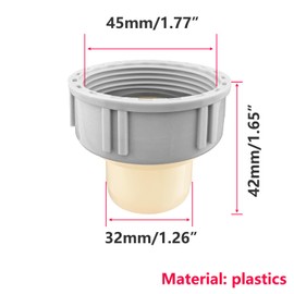 Qrity 1 Piece Kitchen Sink Drain Pipe Connector 45 mm Internal Thread Pipe Fitting with Seal and Diameter 32 mm Pipe Plug Core, Sink Adapter